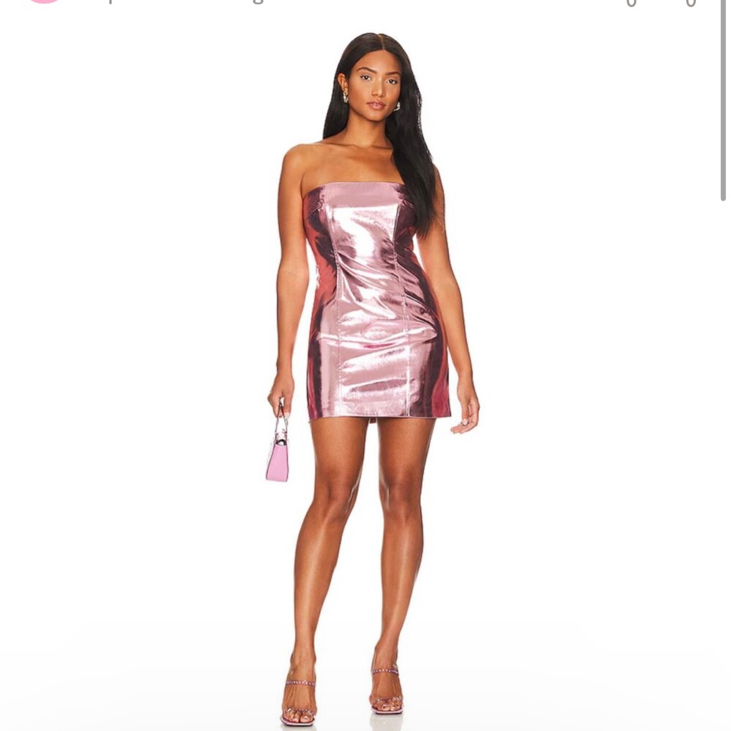 Revolve $228 Song Of Style Strapless Lined Karlee Mini Dress Metallic Size S
